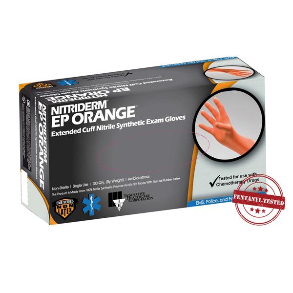 Gloves Exam NitriDerm EP Powder-Free Nitrile Latex-Free Large Orange 10Bx/Ca